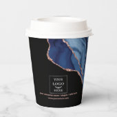 Luxe Business Logo Event Promotional Blue Marble Pappbecher (Rückseite)