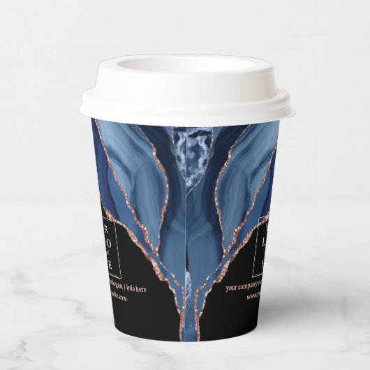 Luxe Business Logo Event Promotional Blue Marble Pappbecher (Rechts)