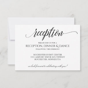 Luxe Calligraphy-Typografy Empfang Card Schwarz Einladung