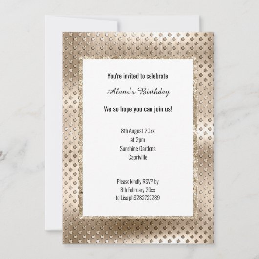 LUXE CHAMPAGNE SEQUIN DENT INVITATION EINLADUNG (Vorderseite)
