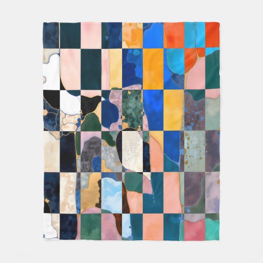 Luxe Checkerboard Vorhang Fleecedecke (Vorderseite)