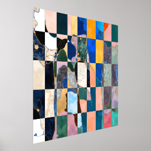 Luxe Checkerboard Vorhang Foliendrucke