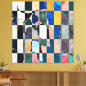 Luxe Checkerboard Vorhang Leinwanddruck (Insitu (Wohnzimmer))