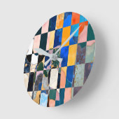 Luxe Checkerboard Vorhang Runde Wanduhr (Winkel)