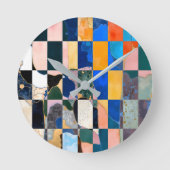 Luxe Checkerboard Vorhang Runde Wanduhr (Vorderseite)