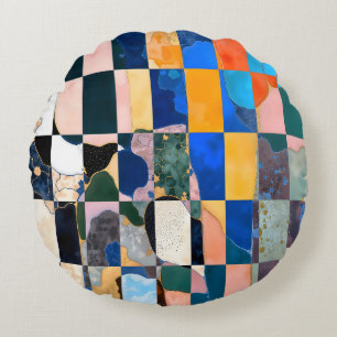 Luxe Checkerboard Vorhang Rundes Kissen