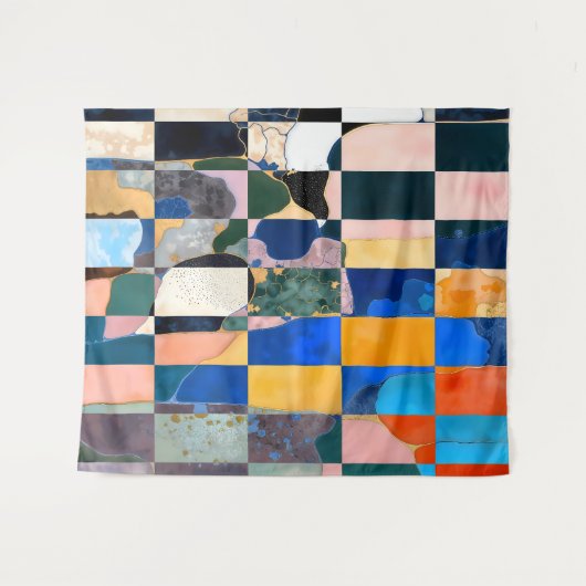 Luxe Checkerboard Vorhang Wandteppich (Vorderseite (Horizontal))