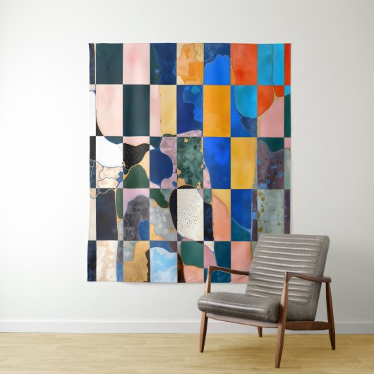 Luxe Checkerboard Vorhang Wandteppich (Beispiel)