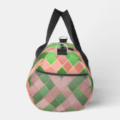 Luxe Chic Preppy Pink Green Argyle Monogram Crest Duffle Bag (Rechts)