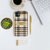 Luxe Classic Taupe und Gold Kariert iPhone Case