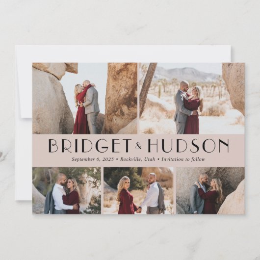 Luxe Collage Editable Color Save the Date Card Dankeskarte (Vorderseite)