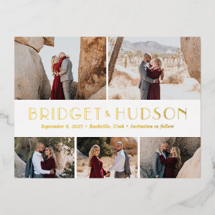 Luxe Collage FOIL Save the Date Postcard Folie Einladungspostkarte