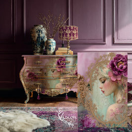 Luxe Collage, Mix Media Portrait Floral Seidenpapier