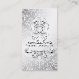 Luxe Damast des Diamant-311-Silver Visitenkarte