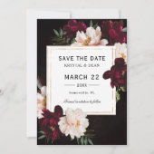 Luxe Dark Moody Burgundy Blush Floral Wedding Save The Date (Vorderseite)