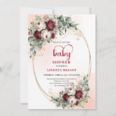 Luxe Deep Red and Gold Baby Shower Invitation Einladung (Vorderseite)