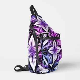Luxe Deko Black Magenta White Crossbody Bag