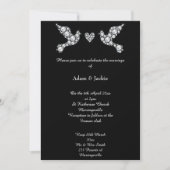 Luxe Diamond Liebe Dove Black Wedding Einladung (Vorderseite)