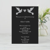 Luxe Diamond Liebe Dove Black Wedding Einladung (Stehend Vorderseite)