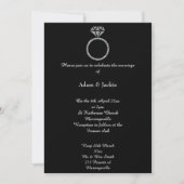 Luxe Diamond Ring Black Glitzer Wedding Einladung (Vorderseite)