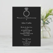 Luxe Diamond Ring Black Glitzer Wedding Einladung (Stehend Vorderseite)