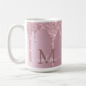 Luxe Dripping Rose Gold Glitzer Monogram Kaffeetasse (Links)