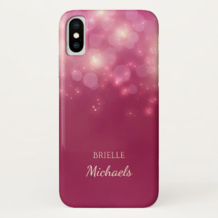 Luxe Dunkelrosa Glamour Bokeh Glitzern mit Namen Case-Mate iPhone Hülle