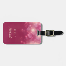 Luxe Dunkelrosa Glamour Bokeh Glitzern mit Namen Gepäckanhänger