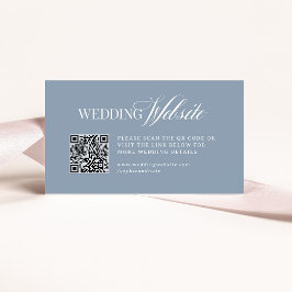 Luxe Dusty Blue | Hochzeitswebsite QR Code Begleitkarte