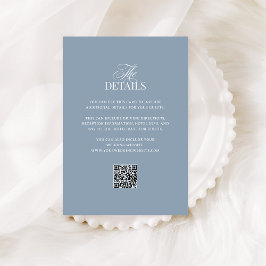Luxe Dusty Blue | QR Code Wedding Guest Details Begleitkarte