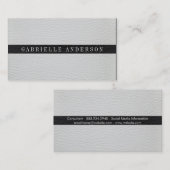 Luxe einfache weiße und schwarze Leder Visitenkarte (Vorne/Hinten)