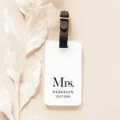 Luxe Elegance Black and White Mrs. and Wedding Dat Gepäckanhänger