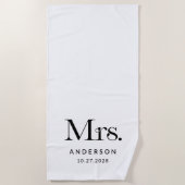 Luxe Elegance Black and White Mrs. and Wedding Dat Strandtuch (Vorderseite)
