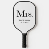 Luxe Elegance Black and White Mrs. | Hochzeit Pickleball Schläger (Rückseite)