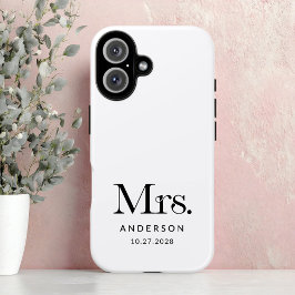 Luxe Elegance | Black and White Mrs. Wedding Date iPhone 16 Hülle