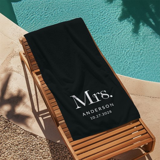 Luxe Elegance Black | Frau und Hochzeitstag Strandtuch
