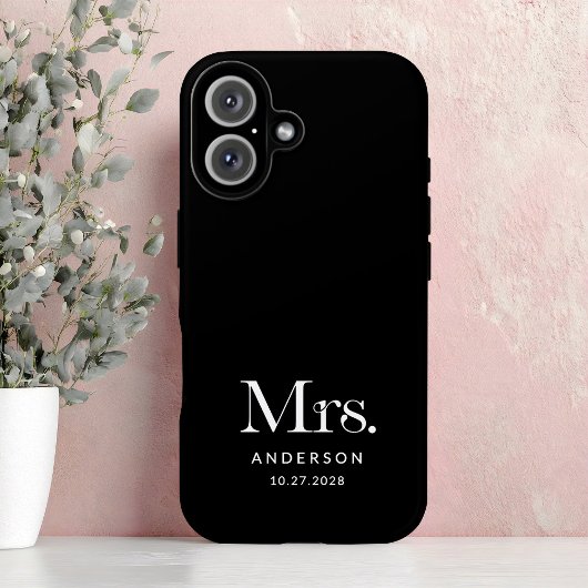 Luxe Elegance | Black Mrs. and Wedding Date Case-Mate iPhone Hülle