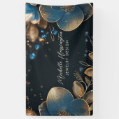 Luxe Elegance Blue and Gold Floral Jeweldesign Banner (Vertikal)