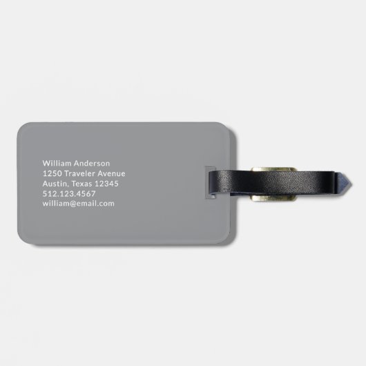 Luxe Elegance Gray | Mr. and Wedding Date Gepäckanhänger (Rückseite horizontal)