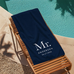 Luxe Elegance Navy Blue   Minister und Hochzeitsta Strandtuch