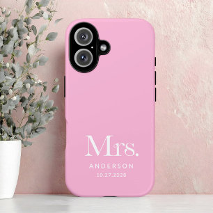 Luxe Elegance Pink Mrs. and Wedding Date iPhone 16 Hülle