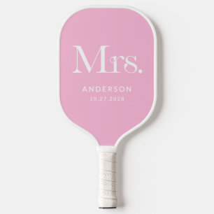 Luxe Elegance Pink   Mrs. Wedding Date Pickleball Schläger
