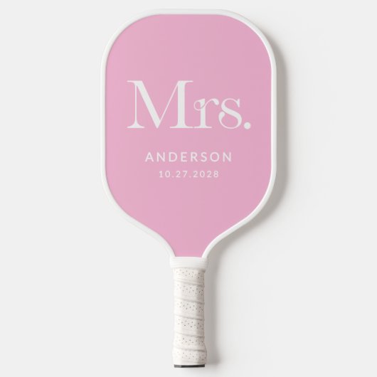Luxe Elegance Pink | Mrs. Wedding Date Pickleball Schläger (Vorderseite)