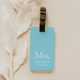 Luxe Elegance | Robin Egg Blue Frau Wedding Date Gepäckanhänger