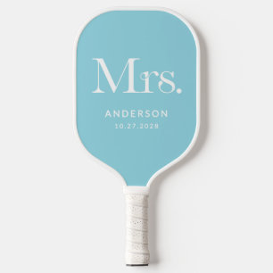 Luxe Elegance Robin Egg Blue Mrs. Wedding Date Pickleball Schläger