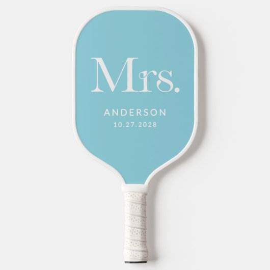 Luxe Elegance Robin Egg Blue | Mrs. Wedding Date Pickleball Schläger (Vorderseite)