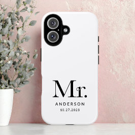 Luxe Elegance | Schwarz-Weiß-Mister-Hochzeit iPhone 16 Hülle