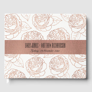 LUXE ELEGANT BLUSH PINK ROSE GOLD FLORAL WEDD GÄSTEBUCH