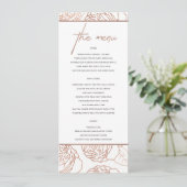 LUXE ELEGANT BLUSPINK ROSE GOLD FLORAL MENÜ MENÜKARTE (Stehend Vorderseite)