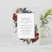 Luxe Elegant Floral Wedding Einladung (Stehend Vorderseite)